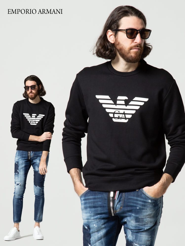 EMPORIO ARMANI (エンポリオアルマーニ) フロントロゴ クルーネック スウェット EA8N1MR61JRIZM ブランド メンズ