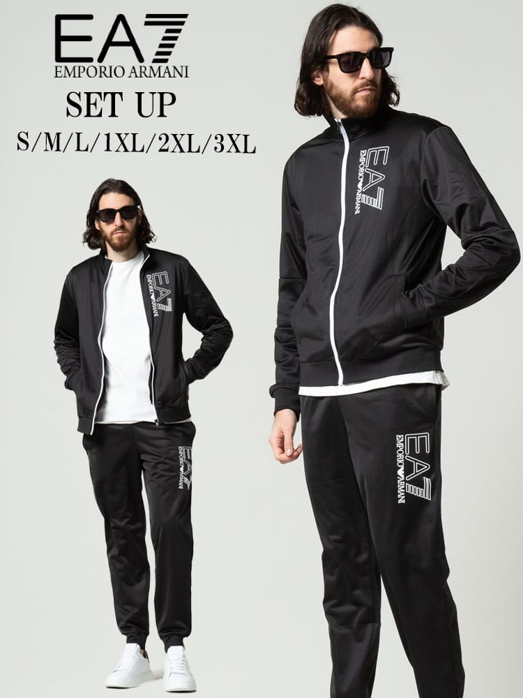 EMPORIO ARMANI EA7 (エンポリオアルマーニ) 裏起毛 縦ロゴ フルジップ 