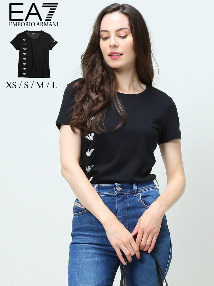 EMPORIO ARMANI EA7 エンポリオ アルマーニ レディース 半袖 Tシャツ ブランド カットソー コットン ロゴT プリントT クルーネック EAL3LTT12TJFJZ