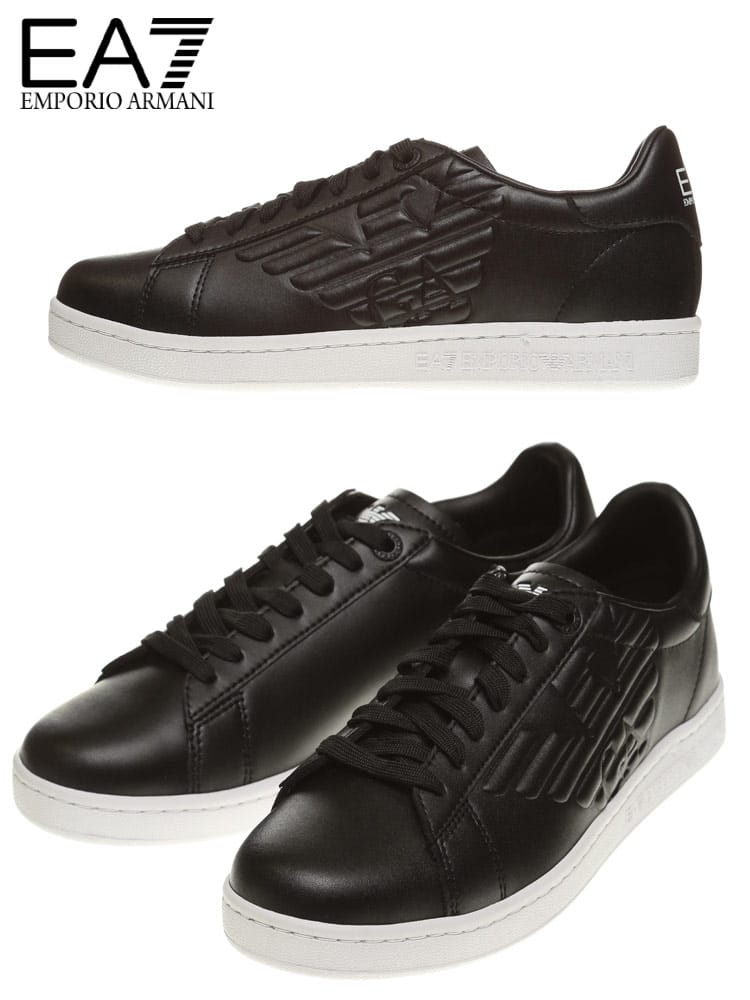 EMPORIO ARMANI EA7 (エンポリオアルマーニ) レザー エンボスマーク ローカットスニーカー EA7X8X001XCC51