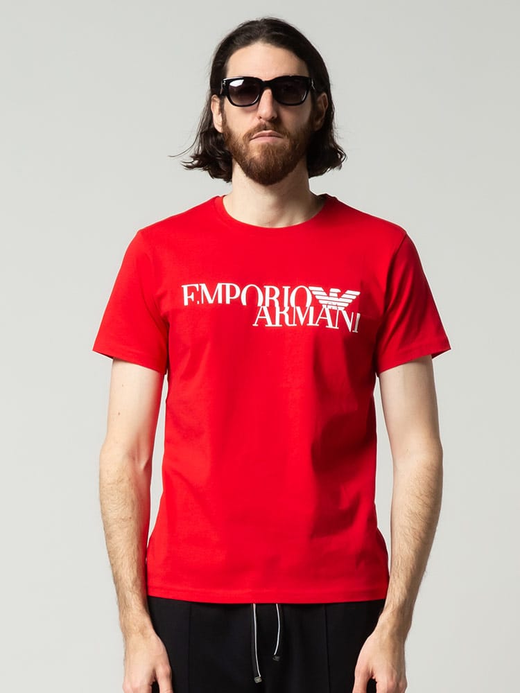 EMPORIO ARMANI (エンポリオアルマーニ) フロントロゴ クルーネック 半袖 Tシャツ EA2118182R476 ブランド