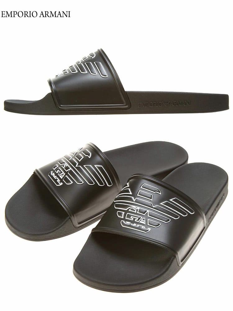 EMPORIO ARMANI EA7 (エンポリオアルマーニ) ロゴマーク スライドサンダル EAXVPS01XN129