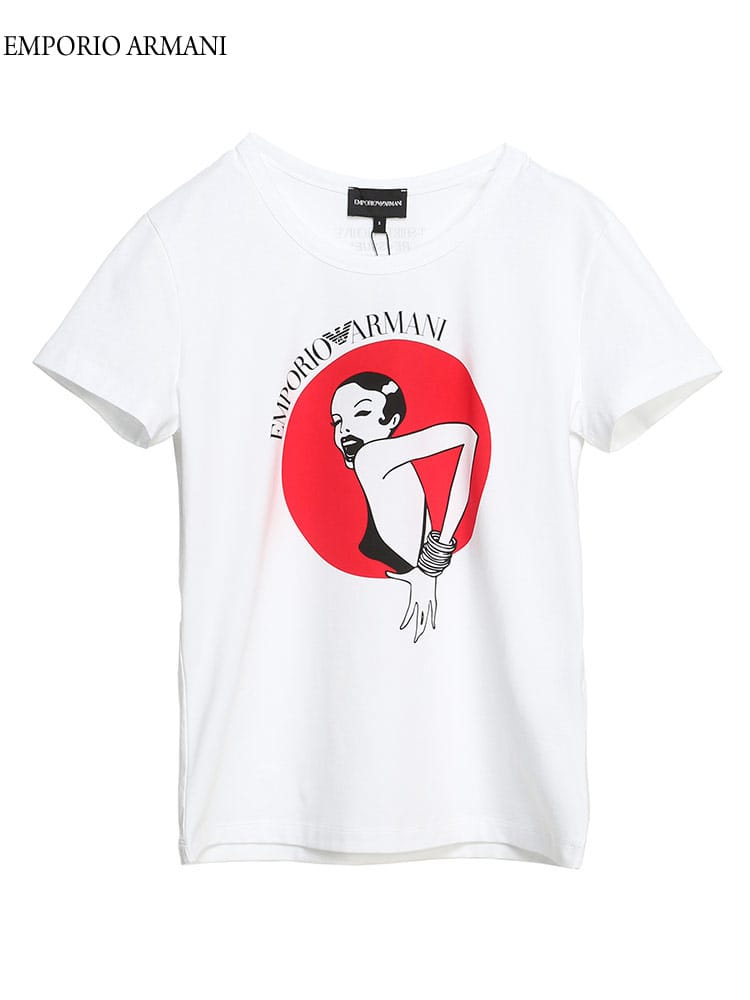 EMPORIO ARMANI (エンポリオ アルマーニ) フロントプリント Uネック 半袖 Tシャツ EAL3L2T6K2J07Z レディース ブランド