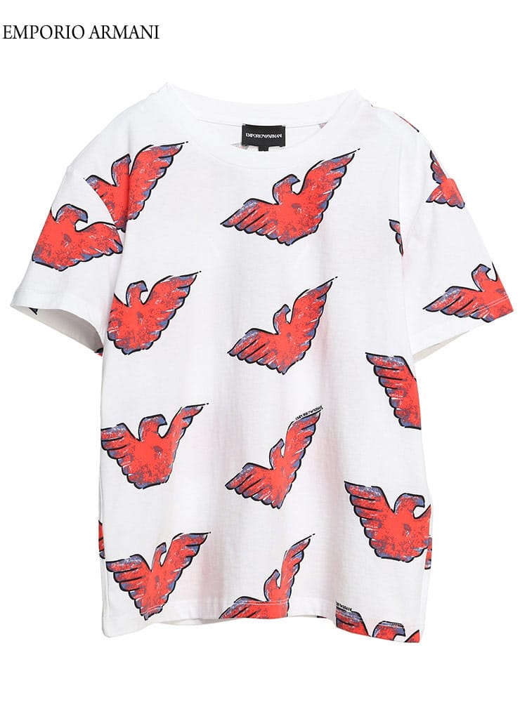 EMPORIO ARMANI (エンポリオ アルマーニ) BIG総ロゴ クルーネック 半袖 Tシャツ EAL3L2T7I2J53Z レディース ロゴ ブランド