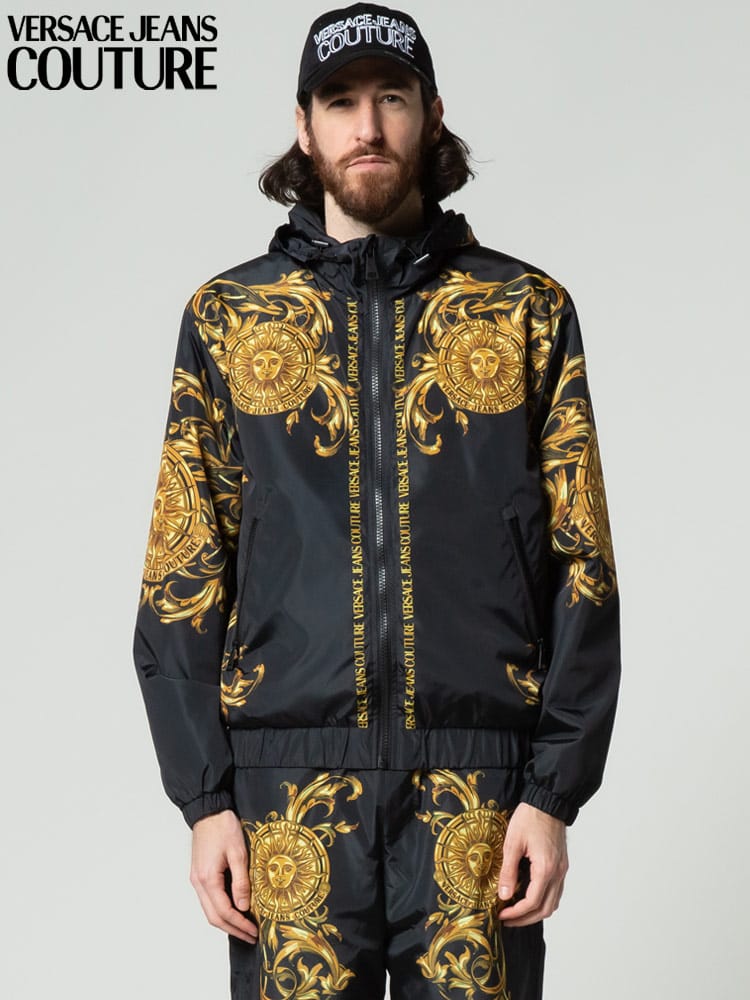 VERSACE JEANS COUTURE (ヴェルサーチェ ジーンズクチュール) 総柄プリント フルジップ パーカー VC72GAS406CQS32 メンズ スウェット