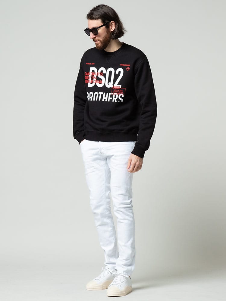 DSQUARED2 ディースクエアード メンズ ボタンフライ ホワイト ジーンズ 