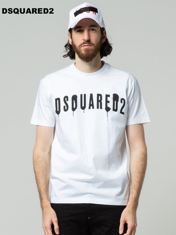 DSQUARED2 ディースクエアード メンズ 半袖 Tシャツ スプレー ロゴ 