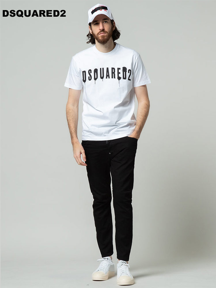DSQUARED2 ディースクエアード メンズ 半袖 Tシャツ スプレー ロゴ 