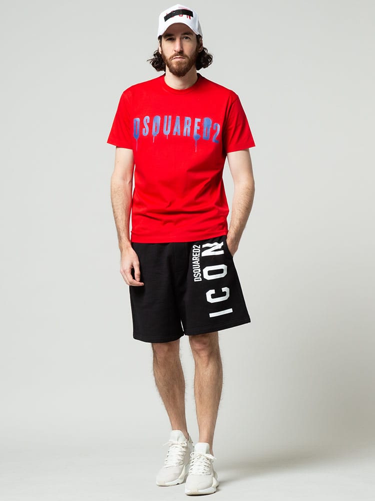 DSQUARED2 ディースクエアード メンズ 半袖 Tシャツ スプレー ロゴ 