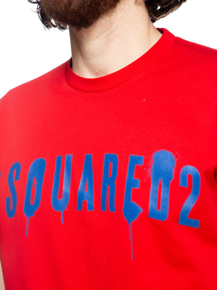 DSQUARED2 ディースクエアード メンズ 半袖 Tシャツ スプレー ロゴ 