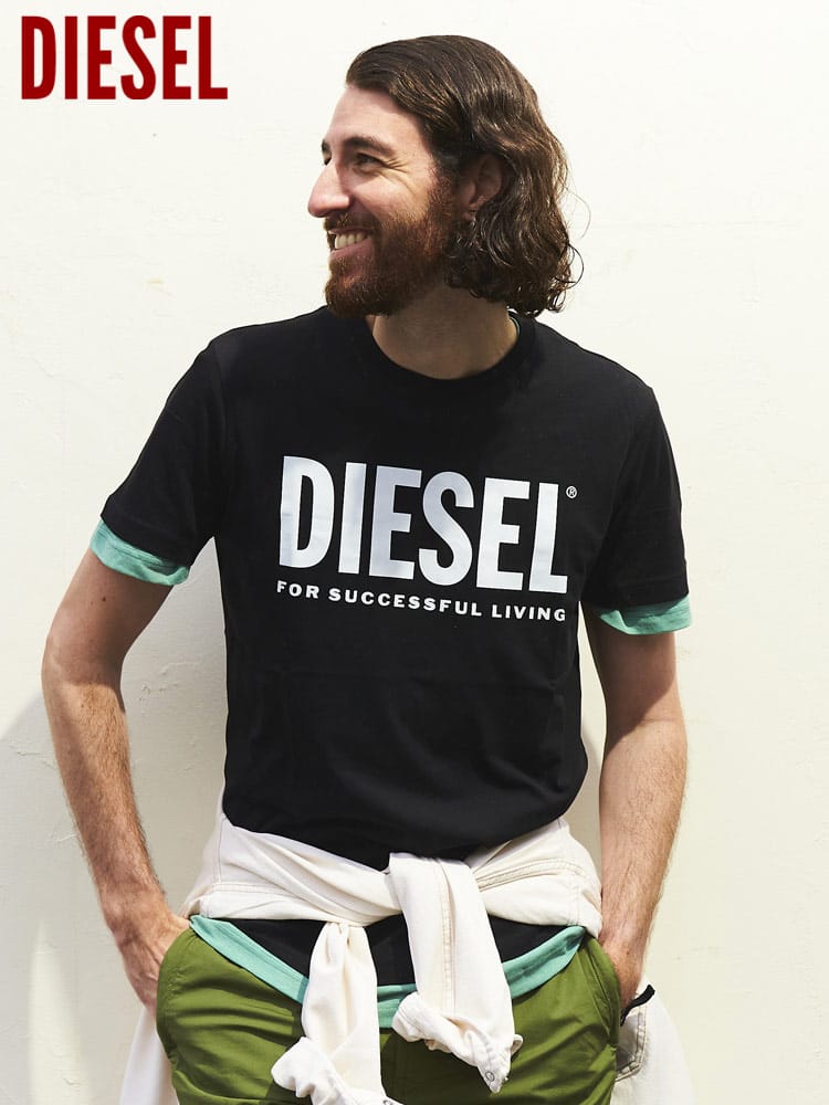 DIESEL ディーゼル メンズ 半袖 Tシャツ ロゴ プリント クルーネック T 