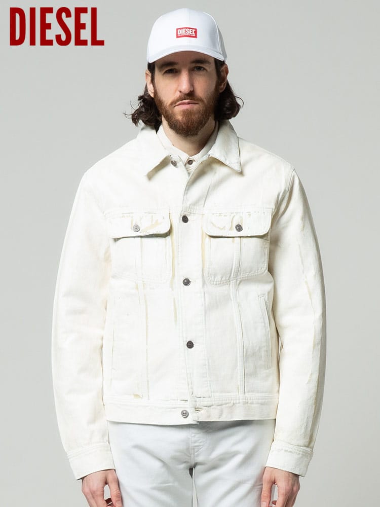 DIESEL ディーゼル メンズ デニム ジャケット ペイント フルボタン 