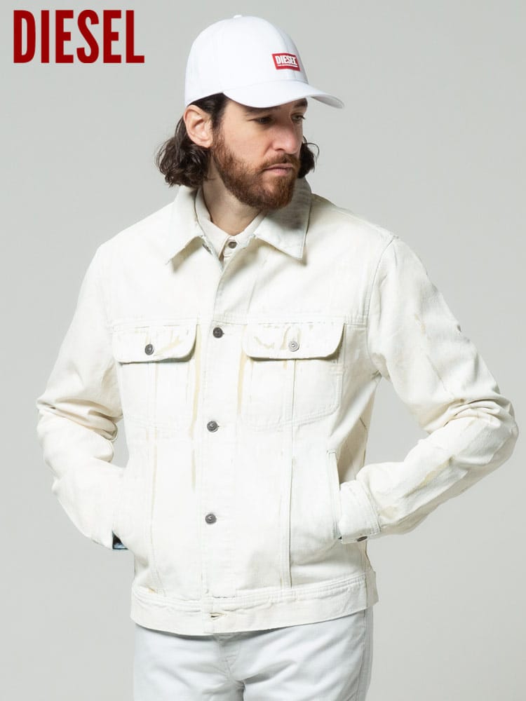 DIESEL ディーゼル メンズ デニム ジャケット ペイント フルボタン 