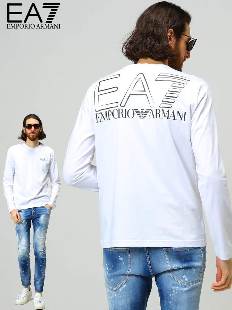 EMPORIO ARMANI EA7 エンポリオ アルマーニ メンズ 長袖 Tシャツ バック プリント BIG ロゴ クルーネック ロンT EA3LPT21PJFFZ
