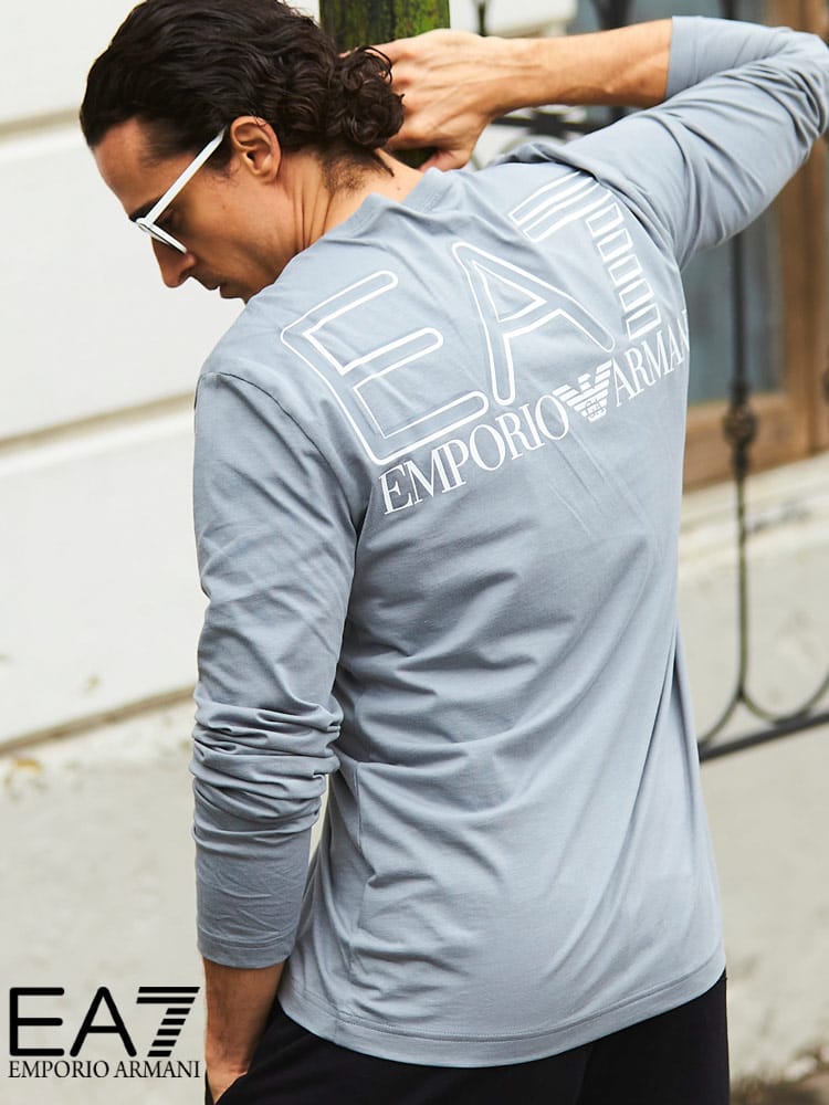 EMPORIO ARMANI EA7 エンポリオ アルマーニ メンズ 長袖 Tシャツ バック プリント BIG ロゴ クルーネック ロンT EA3LPT21PJFFZ