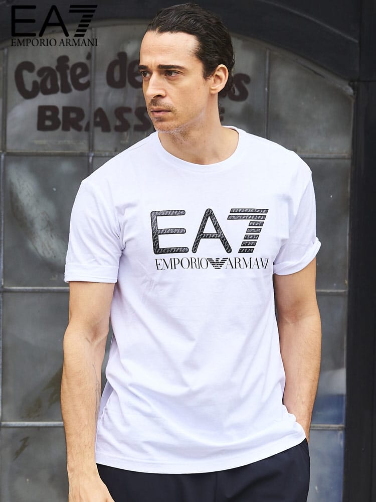EMPORIO ARMANI EA7 エンポリオ アルマーニ メンズ 半袖 Tシャツ フロント ロゴ プリント クルーネック ブランド EA3LPT54PJ02Z