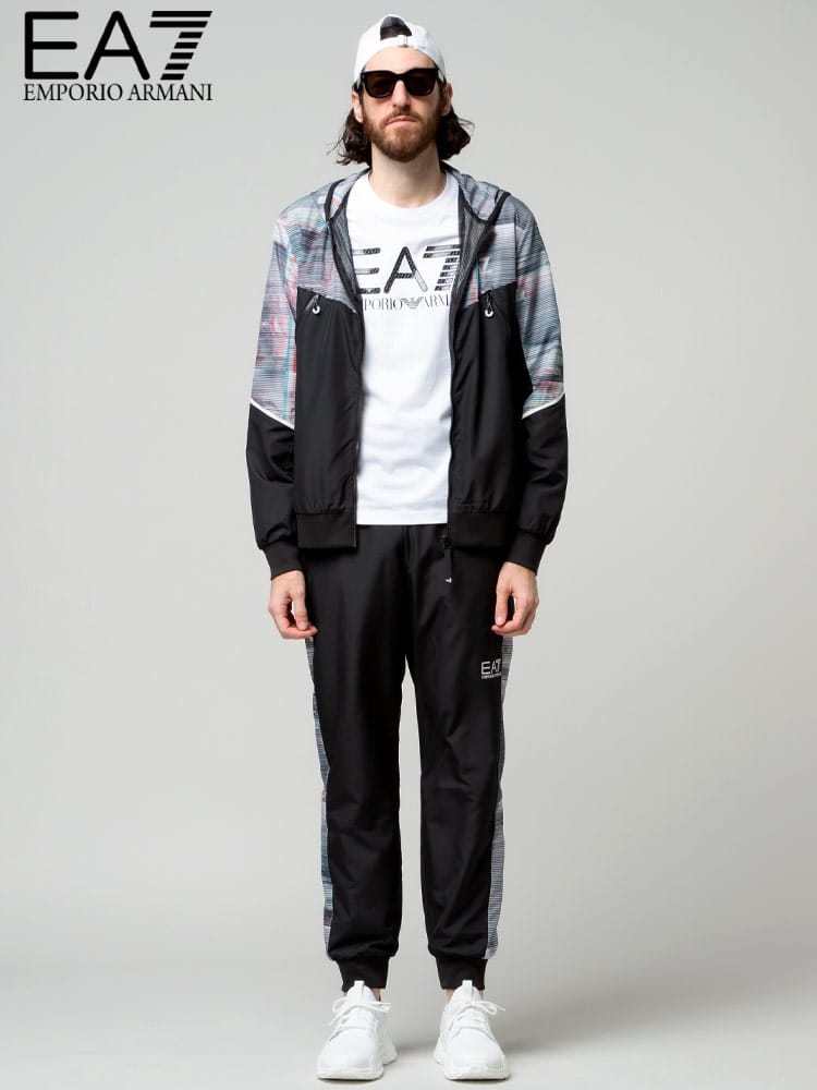 EMPORIO ARMANI EA7 エンポリオ アルマーニ メンズ セットアップ バイカラー ジップ パーカー ロングパンツ ブランド EA3LPV04PNP6Z