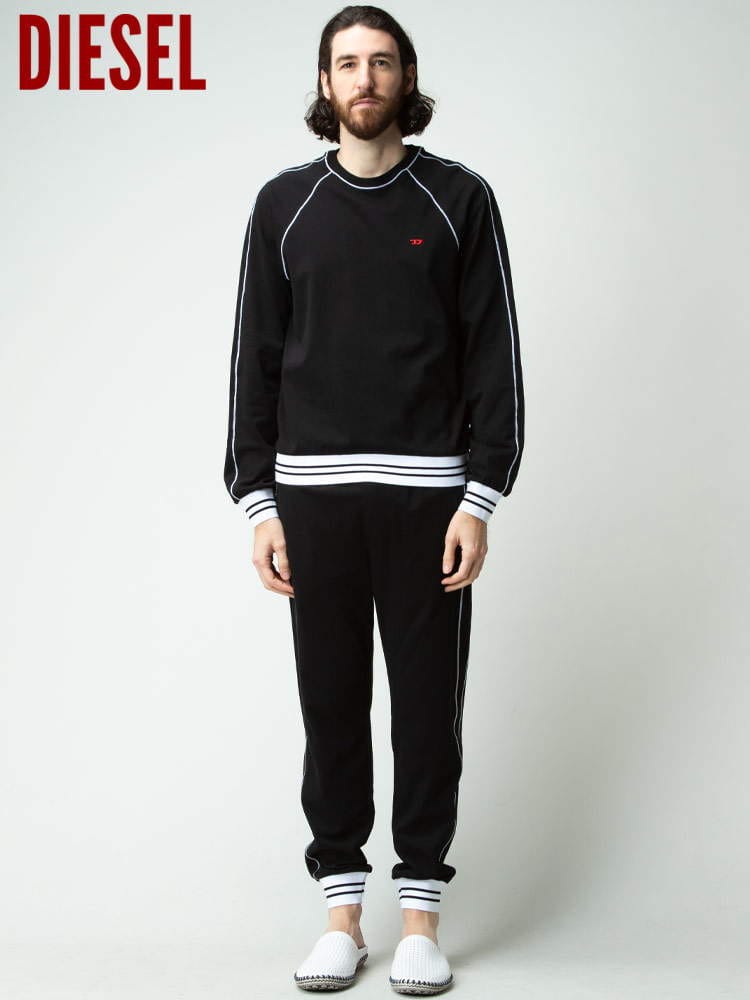 【オンラインストア限定】 DIESEL ディーゼル メンズ セットアップ リラックスウェア 長袖 Tシャツ ロングパンツ パジャマ 上下セット ブランド DSA03892PCAF