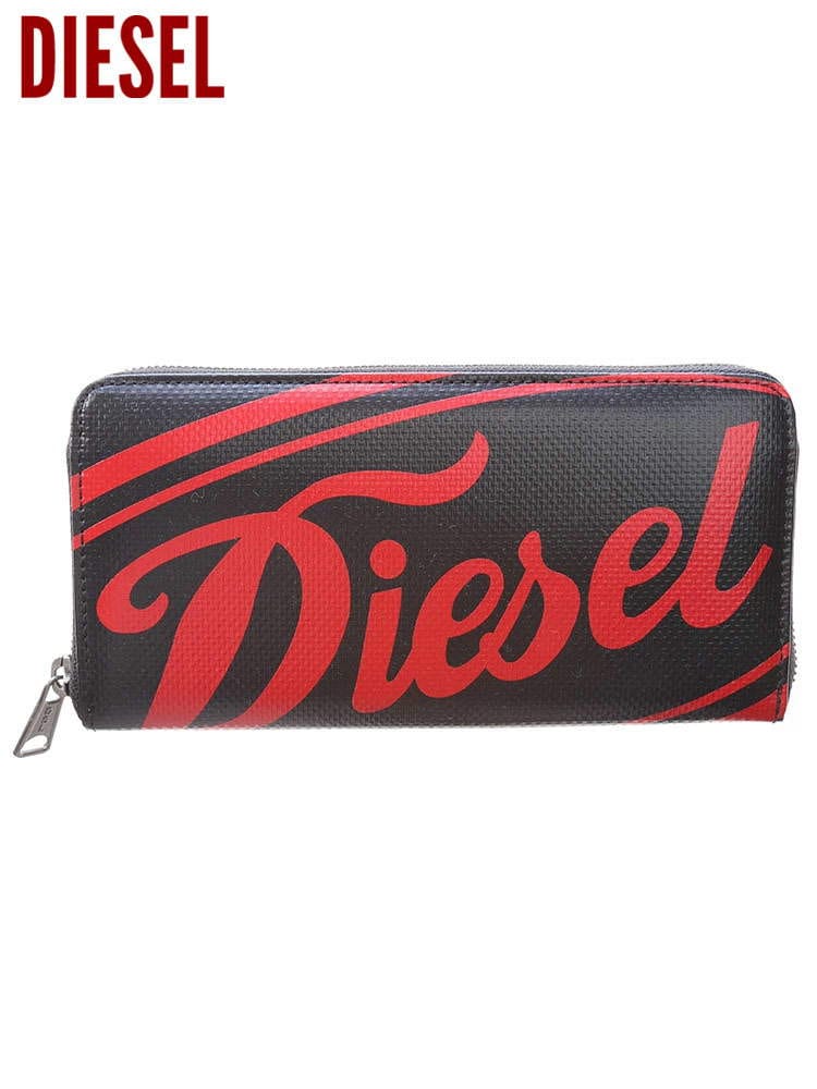DIESEL ディーゼル メンズ 財布 ロゴ プリント ラウンドジップ 長財布 ウォレット ブランド DSX08437P4447