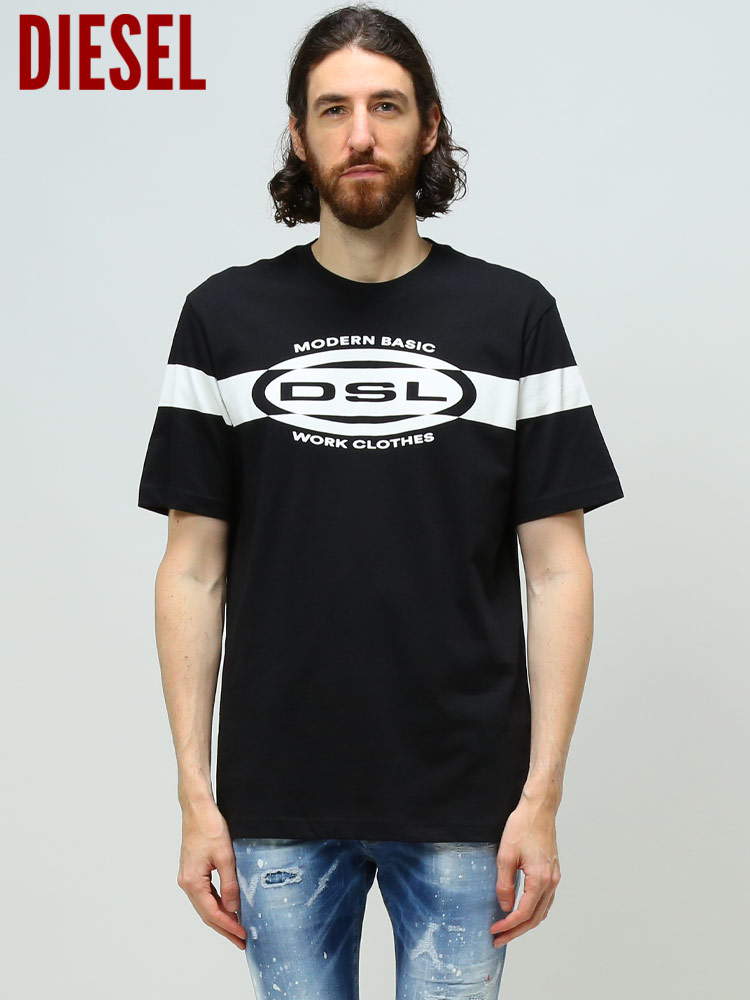 DIESEL ディーゼル メンズ Tシャツ 半袖 ブランド ライン プリント