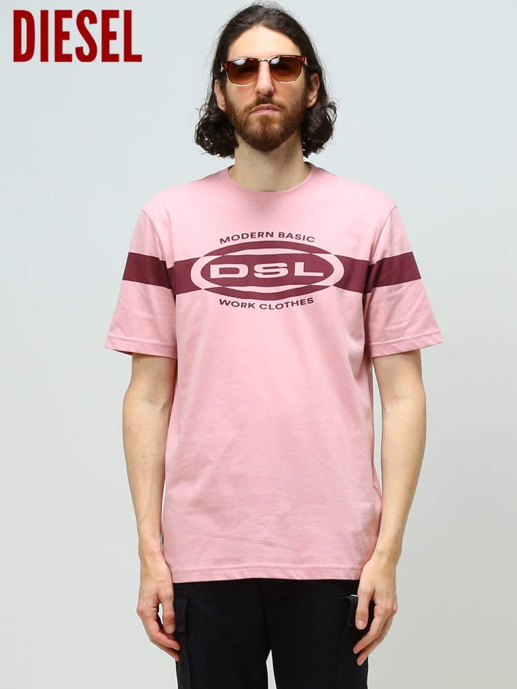 DIESEL ディーゼル メンズ Tシャツ 半袖 ブランド ライン プリント ロゴ クルーネック 大きいサイズ DSA06860CATM