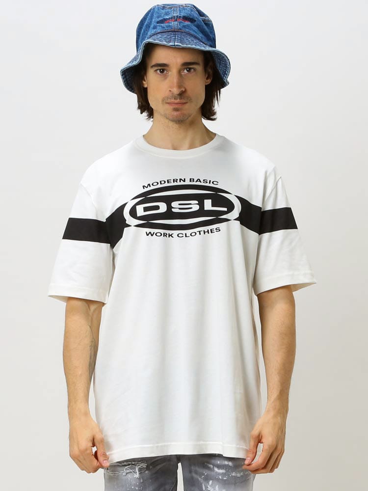 DIESEL (ディーゼル) ライン プリント クルーネック 半袖 Tシャツ DSA06860CATM ブランド