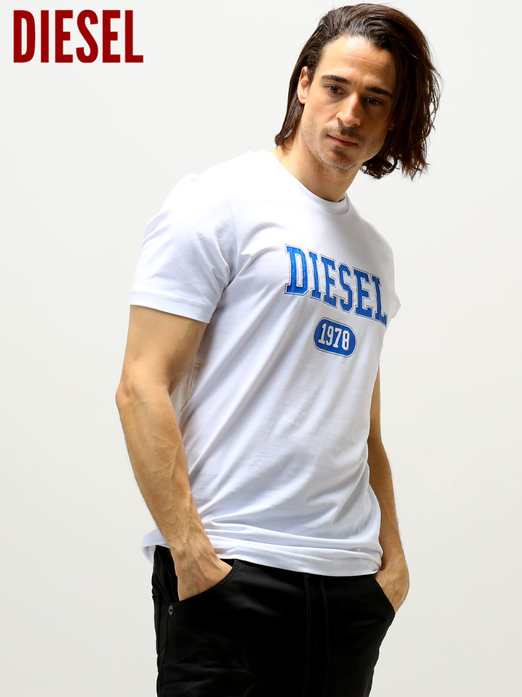 DIESEL (ディーゼル) カレッジ ロゴ クルーネック 半袖 Tシャツ ブランド メンズ 大きいサイズ DSA038240GRAI