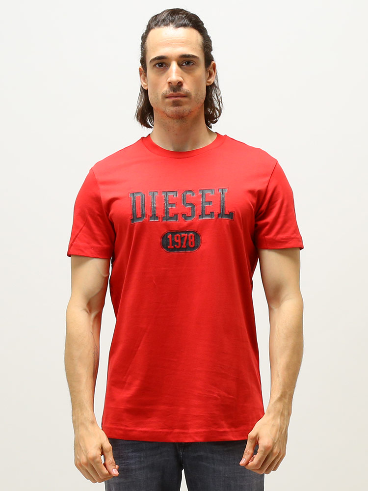 DIESEL (ディーゼル) カレッジ ロゴ クルーネック 半袖 Tシャツ ブランド メンズ 大きいサイズ DSA038240GRAI