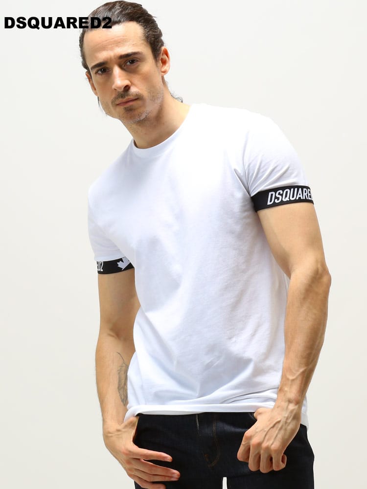 DSQUARED2 (ディースクエアード) 袖 ロゴ クルーネック 半袖 アンダー Tシャツ ブランド メンズ 大きいサイズ D2 D2D9M3U4020