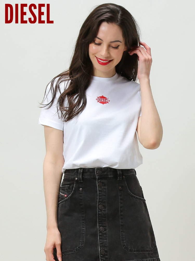 DIESEL (ディーゼル) ロゴ プリント クルーネック 半袖 Tシャツ DSLA054250HERA レディース ブランド カットソー 2022年春夏新作
