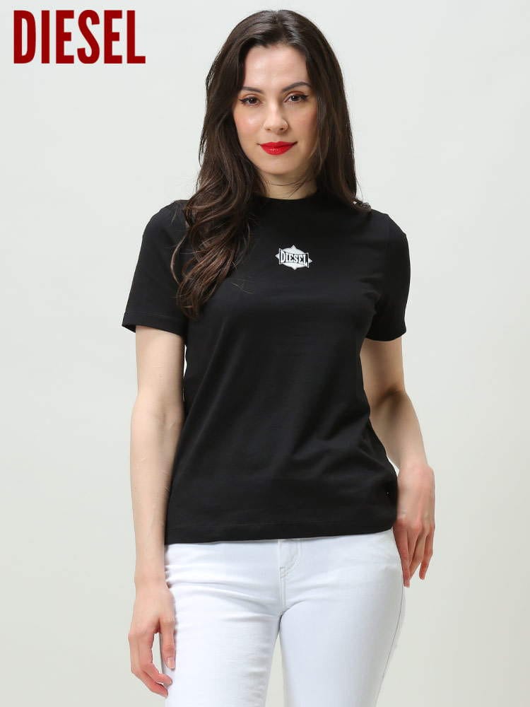 DIESEL (ディーゼル) ロゴ プリント クルーネック 半袖 Tシャツ DSLA054250HERA レディース ブランド カットソー 2022年春夏新作