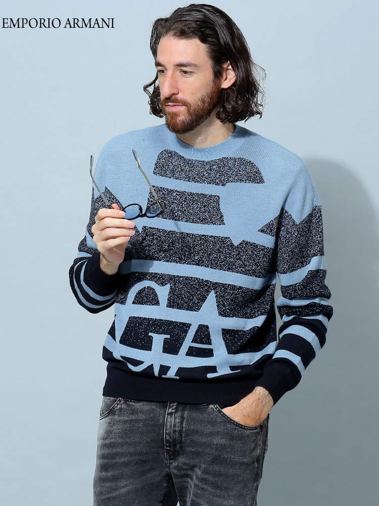 アルマーニ メンズ セーター エンポリオアルマーニ EMPORIO ARMANI ブランド ニット トップス イーグル ロゴ EA6L1MX91MKYZ