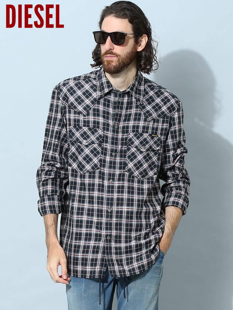 ディーゼル メンズ シャツ 長袖 DIESEL ブランド チェックシャツ S-OCEAN-CHECK-NW レギュラーフィット DSA062800LFAJ