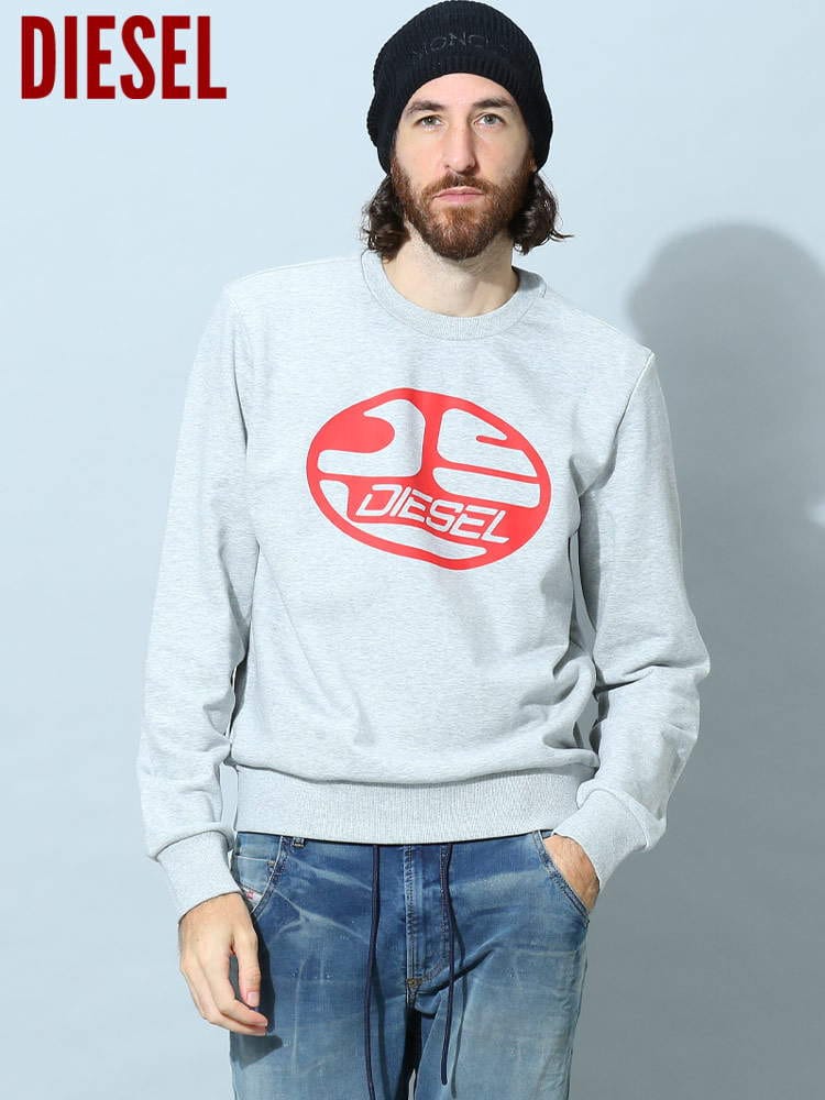 ディーゼル メンズ トレーナー DIESEL ブランド スウェット プリント ロゴ S-GINN-K26 ストレッチ レギュラーフィット DSA064940HAYT