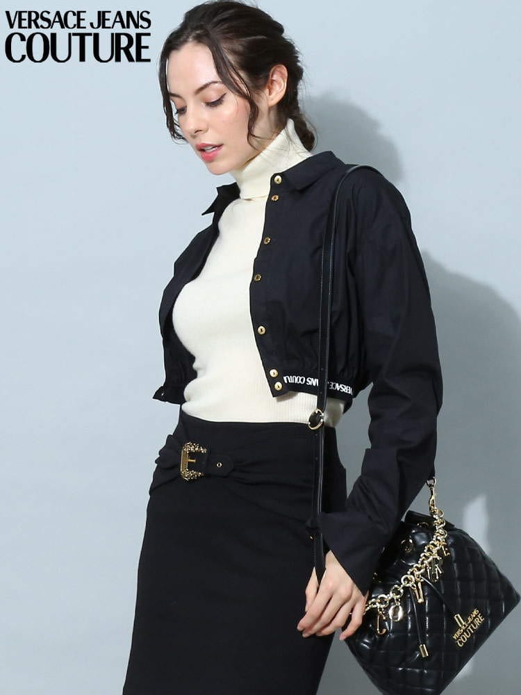 ヴェルサーチェジーングクチュール レディース シャツ VERSACE JEANS COUTURE ブランド トップス ショート 長袖 ロゴ VCL73HAL200