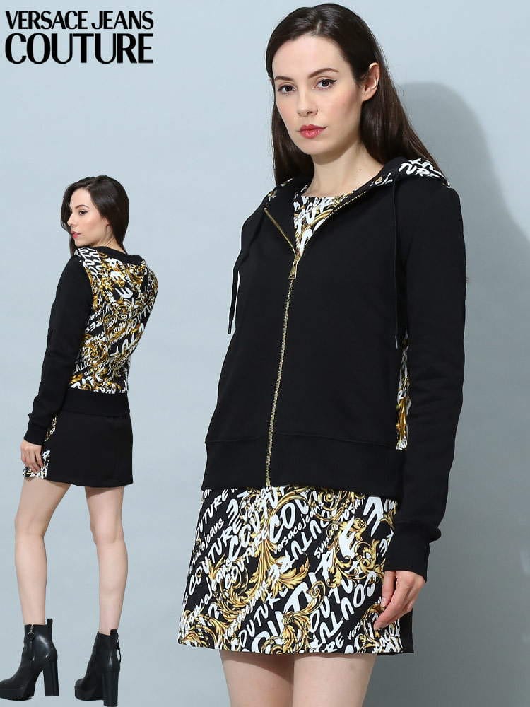 ベルサーチェジーンズクチュール レディース パーカー VERSACE JEANS COUTURE ブランド トップス 長袖 裏起毛 VCL73HAI3A6