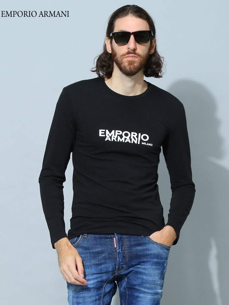 アルマーニ メンズ Tシャツ 長袖 エンポリオアルマーニ EMPORIO ARMANI ブランド ロンT インナー アンダー ロゴ プリント イーグルロゴ EAU1110232F725