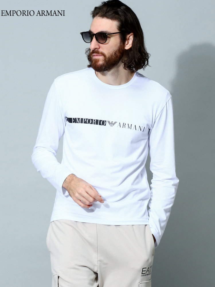 アルマーニ メンズ Tシャツ 長袖 エンポリオアルマーニ EMPORIO ARMANI ブランド ロンT トップス ロゴ プリント EAU1119842F525