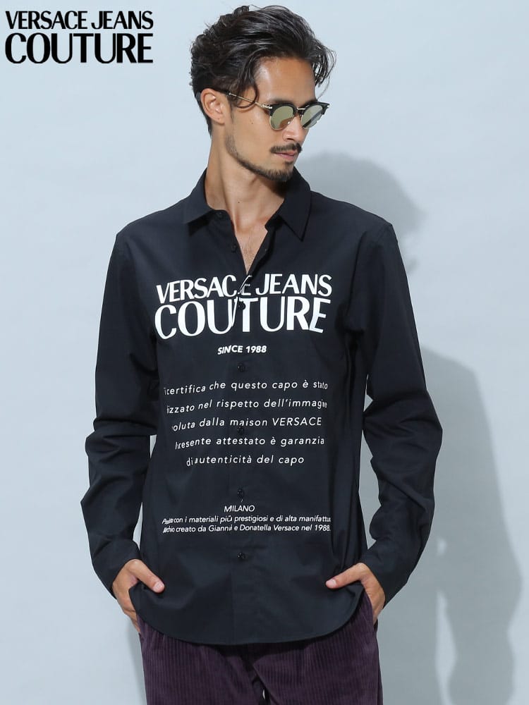 ヴェルサーチ ジーンズクチュール メンズ シャツ VERSACE JEANS COUTURE ブランド トップス 長袖 ロゴ プリント VC73GAL2S8CN001