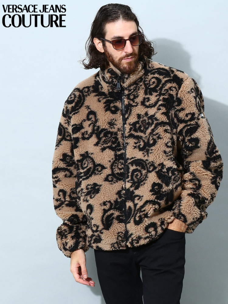 ベルサーチェジーンズクチュール メンズ ブルゾン VERSACE JEANS COUTURE ブランド ボアジャケット アウター ボア ジャガード 総柄 VC73GAS411U0007