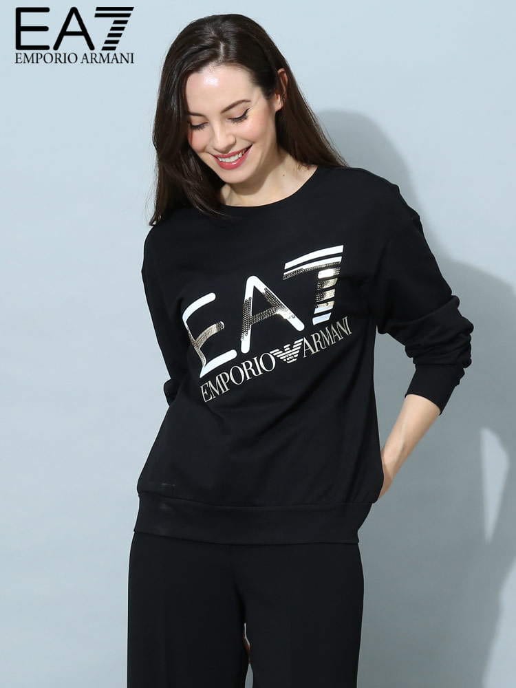 アルマーニ Tシャツ 長袖 エンポリオアルマーニ EMPORIO ARMANI EA7 ブランド ロンT トップス スパンコール ロゴ プリント EA7L6LTM43TJFRZ レディース