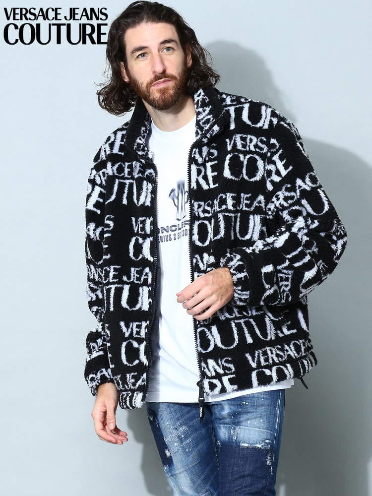 ヴェルサーチ ジーンズ クチュール メンズ ブルゾン VERSACE JEANS COUTURE ブランド アウター ジャケット ロゴ フルジップ ボア VC73GAS412U0008