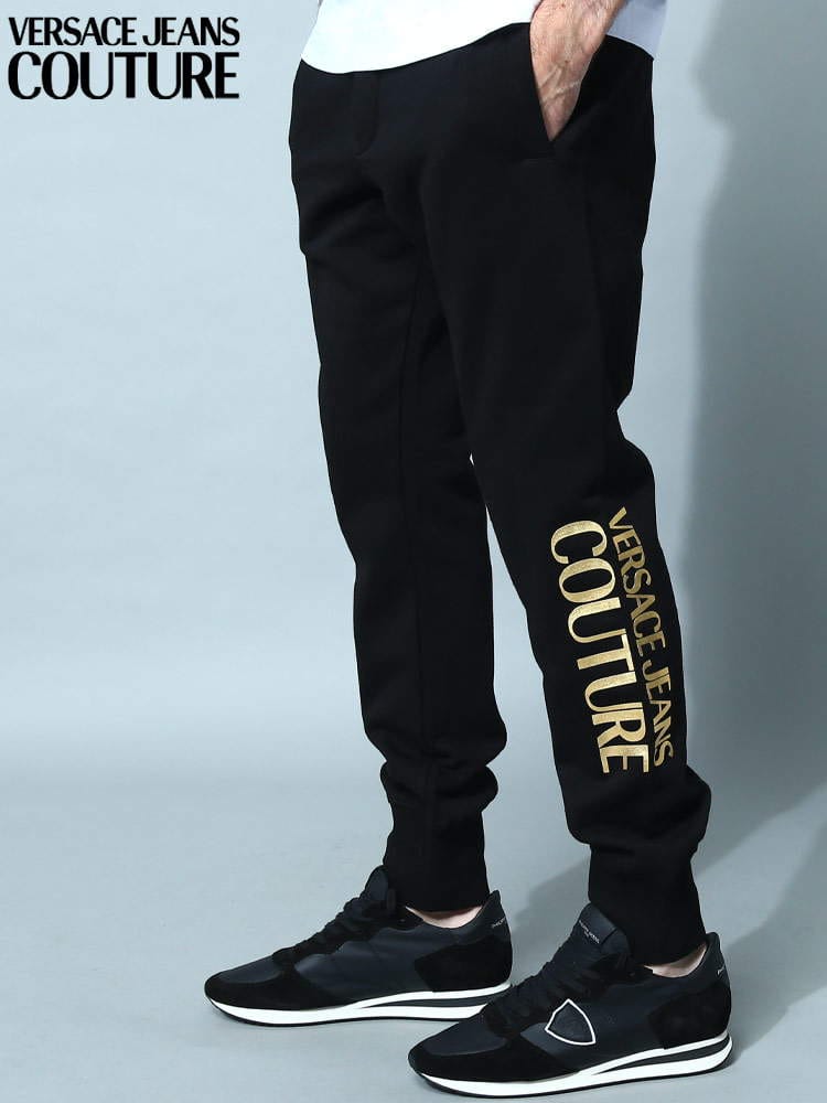 VERSACE JEANS COUTURE (ヴェルサーチェ ジーンズ クチュール) 裏起毛 ゴールドロゴ スウェットパンツ VC73GAAT01CF00T ブランド