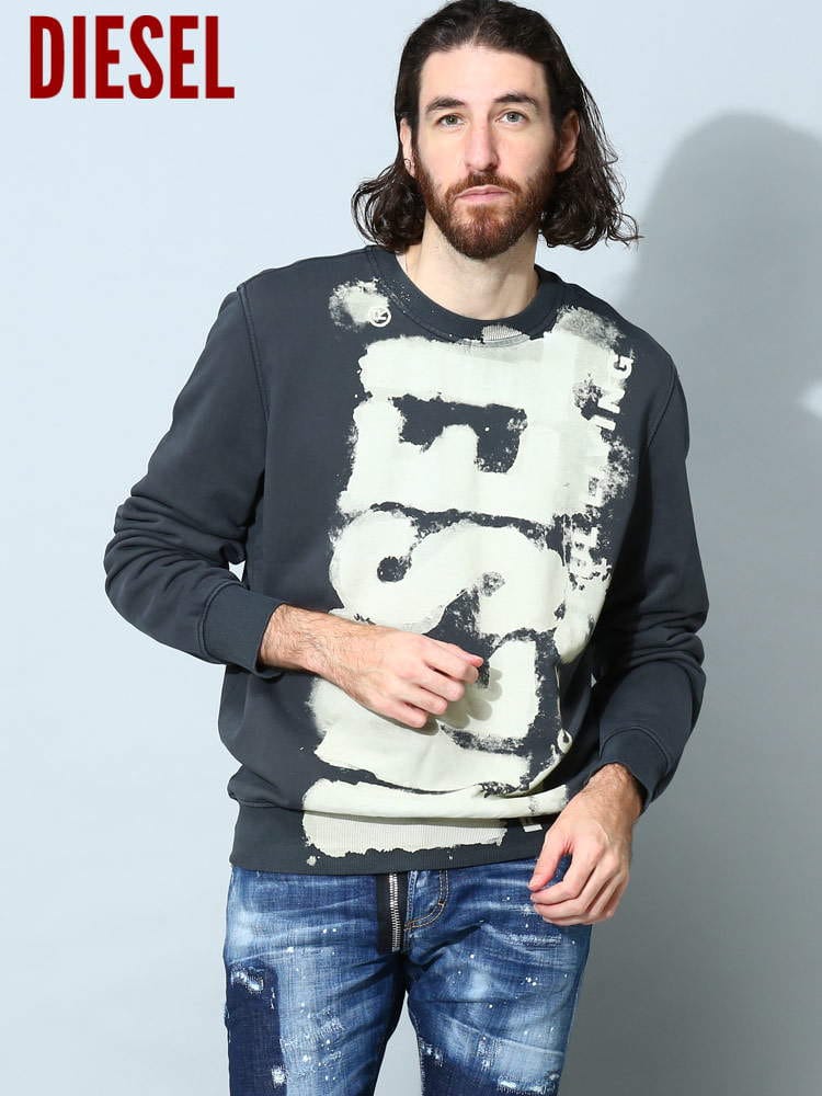 ディーゼル メンズ トレーナー DIESEL ブランド トップス プルオーバー スウェット 長袖 ロゴ S-GINN-E5 レギュラーフィット DSA067870AJIH