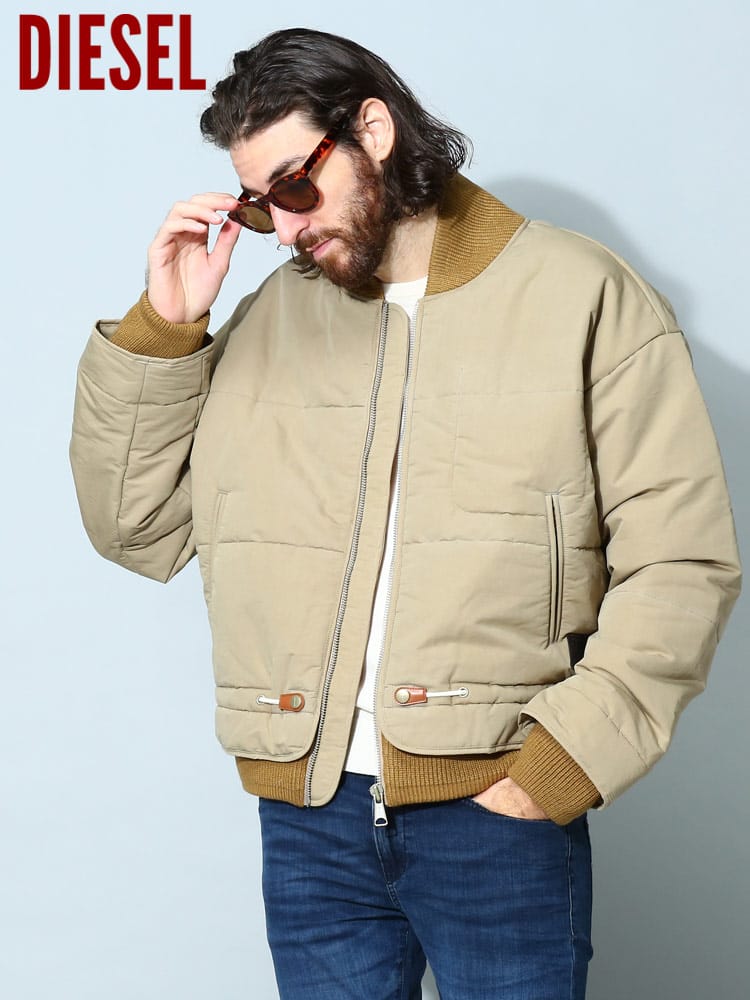 ディーゼル メンズ ブルゾン DIESEL ブランド アウター ツイル フルジップ W-SPLEAK 中綿 レギュラーフィット 大きいサイズ DSA061510AHAA