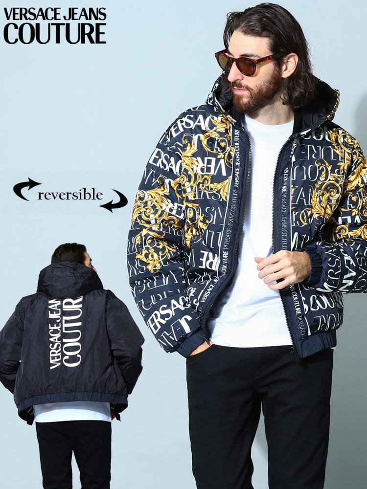 ベルサーチェジーンズクチュール メンズ ダウン VERSACE JEANS COUTURE ブランド ダウンジャケット ブルゾン リバーシブル VC73GAU416CQS39