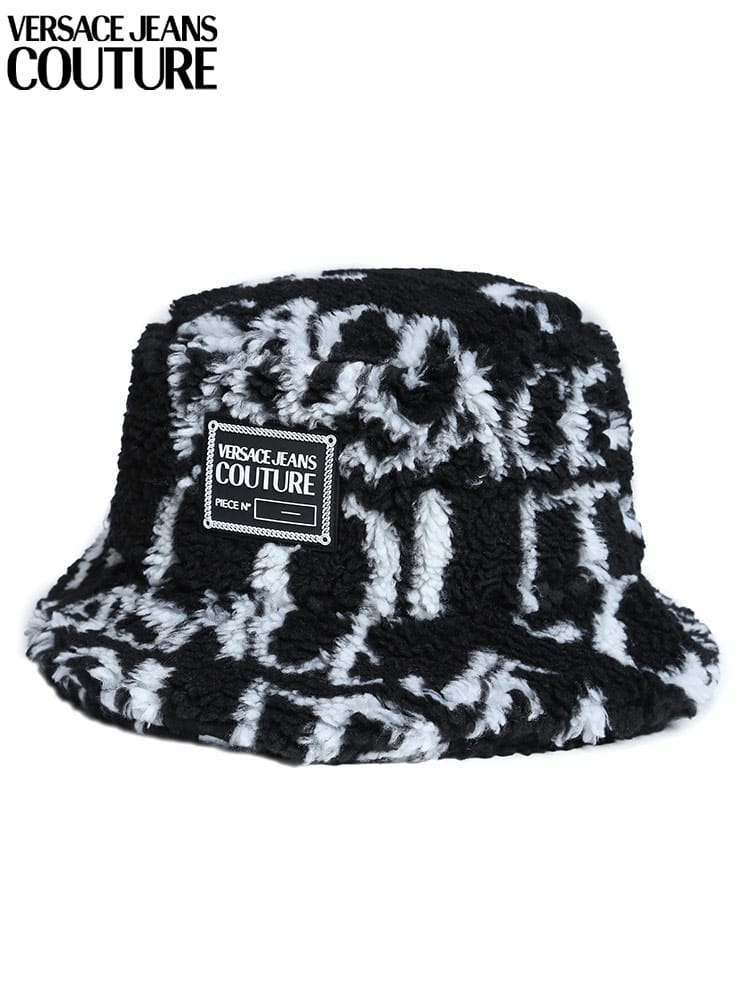 VERSACE JEANS COUTURE (ベルサーチェジーンズクチュール) 総ロゴ ボア バケットハット VC73GAZK02U0008