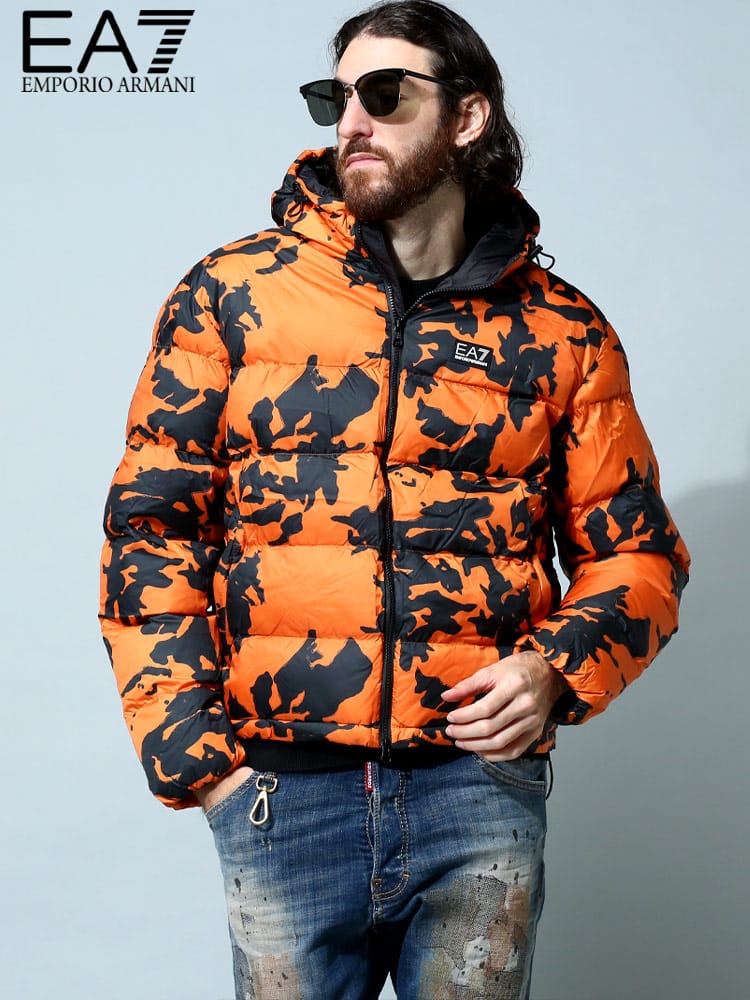 EMPORIO ARMANI EA7 (エンポリオ アルマーニ) 総柄 フルジップ エコダウン 中綿 ジャケット EA76LPB05PN9FZ