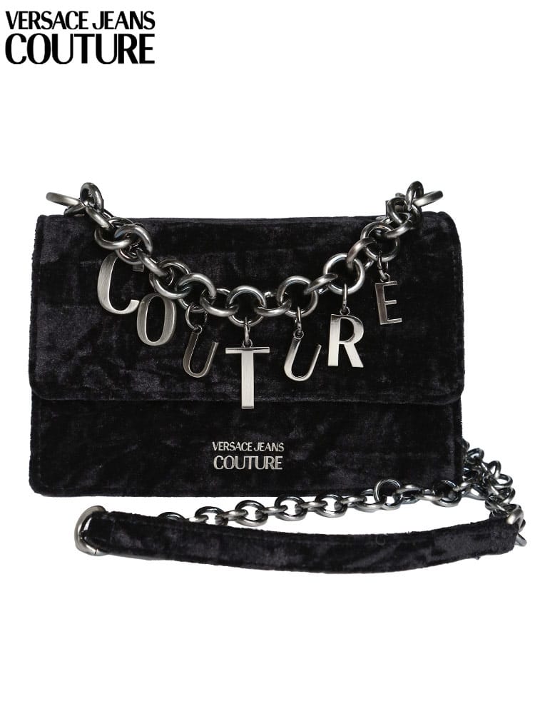 VERSACE JEANS COUTURE (ヴェルサーチェ ジーンズ クチュール) ロゴ ベロア チェーン ショルダーバッグ VCL73VA4BC1 ブランド