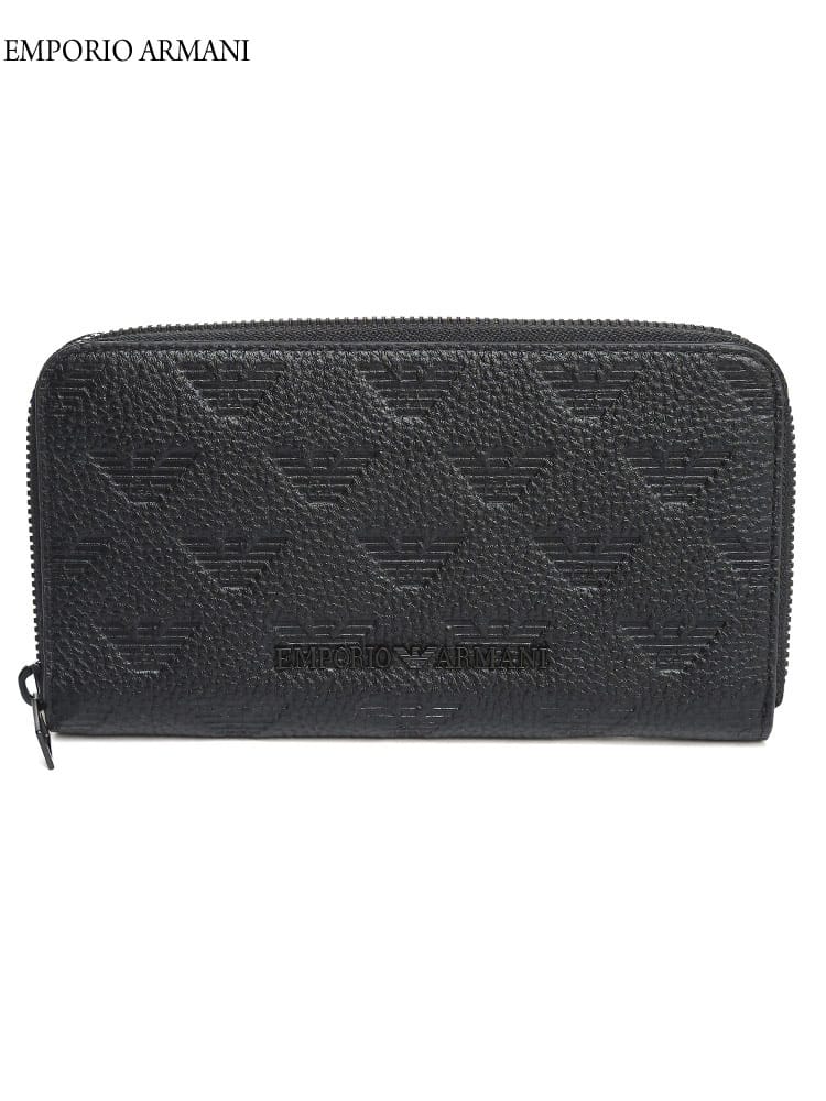 EMPORIO ARMANI (エンポリオアルマーニ) エンボスマーク ラウンドジップ 長財布 EAYEME49Y142V